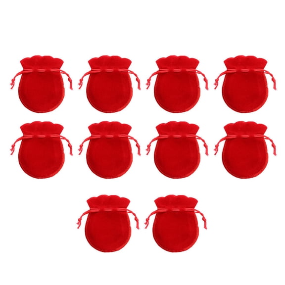 10 Pcs Flannel Gift Bag Jewelry Holder Storage Container Pouch Gourd Shape Drawstring Bag for Home Jewelry Store Display Supplies (Red)