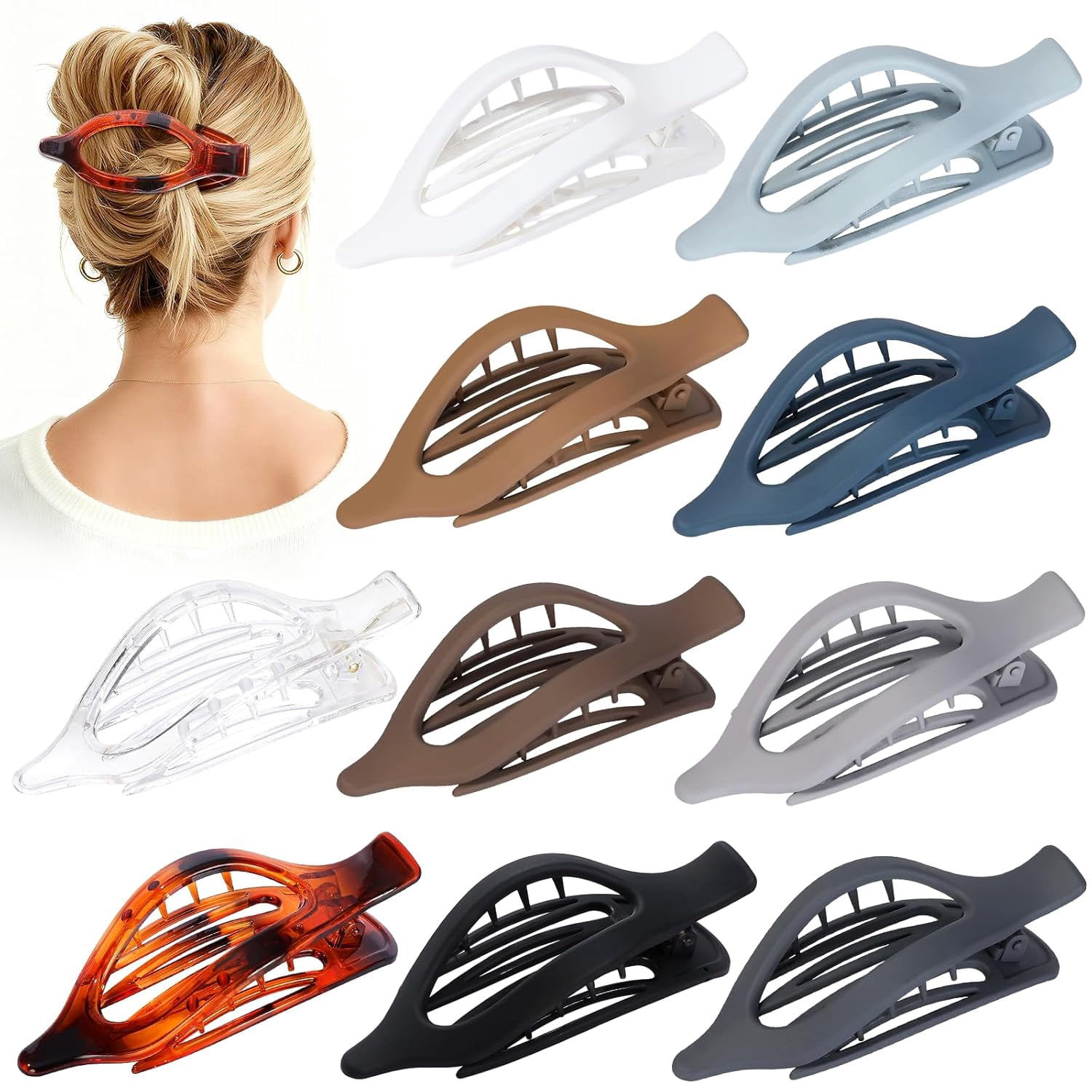 10 Pcs Flat Hair Clips for Women French Concord Claw Clips for Thick ...