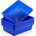thumbnail image 1 of 10 Pcs Flat Storage Organizer Tray Bin Letter Size Paper Tray for Classroom Plastic Stackable File Organizer for School Office Teacher Book Organization（ Blue, 13.78 x 9.84 x 3.15 Inch）, 1 of 13