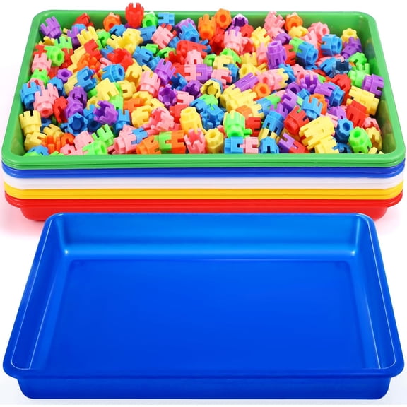 10 Pcs Flat Storage Organizer Tray Bin Letter Size Paper Tray for Classroom Plastic Stackable File Organizer for School Office Teacher Book Organization(Bright Color,16.14 x 11.81 x 1.38 Inch)