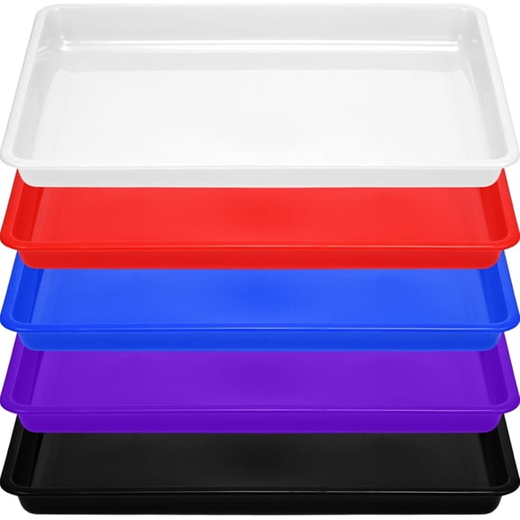 10 Pcs Flat Storage Organizer Tray Bin Letter Size Paper Tray for Classroom Plastic Stackable File Organizer for School Office Teacher Book Organization(Simple Color,16.14 x 11.81 x 1.38 Inch)