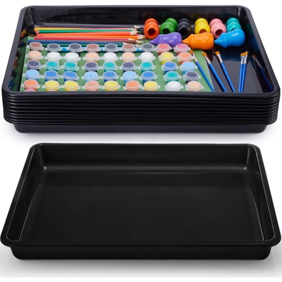 10 Pcs Flat Storage Organizer Tray Bin Paper Tray for Classroom Plastic Stackable File Organizer for School Office Teacher Book Organization