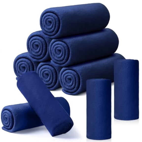 10 Pcs Fleece Blanket Bulk Soft Warm Fleece Blankets Cozy Lightweight Throw Blankets Plush Pet Throw Blanket for Home Bed Sofa Office Wedding Gifts Travel 50 X 60Blue