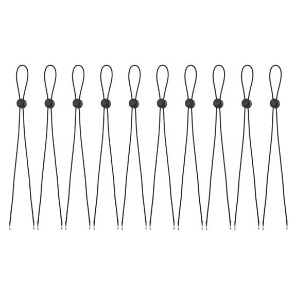 Uxcell 10Pcs Flexible Removable Hat Chin Cord 23.6"x0.09" Hat Strap with Cord Lock for Fishing Boating, Black