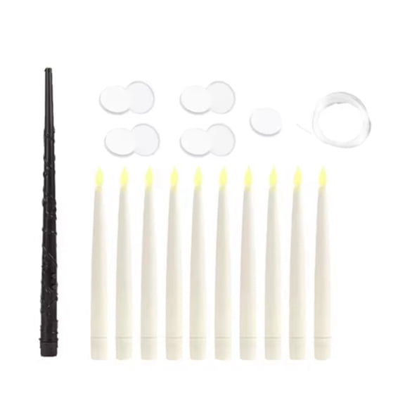 10 Pcs Floating LED Candle Magic LED Floating Candles with Wand Remote for Birthday Theme Party Halloween Window Decor