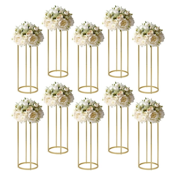 10 Pcs Floral Stand For Ceremony Wedding Decoration Centerpieces 31.5in Gold Metal Column Holder