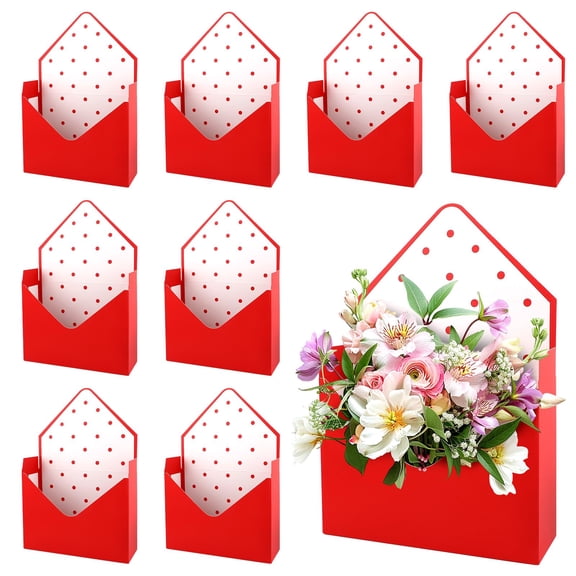 10 Pcs Florist Bouquet Envelope Boxes,Burgundy Style Flower Bouquet Package Gift Folding Paper Boxes for Florist Arrangements, Weddings,Birthdays,Mother's Day,Parties,Large Size 9.05x 3 x13.7Inch