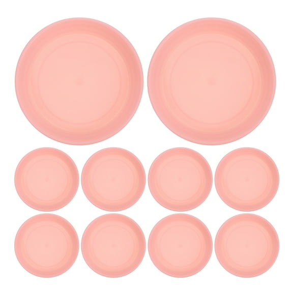 FRCOLOR 10pcs Pink Plastic Plant Saucers for Flower Pots Ideal to Catch Water for Garden Use