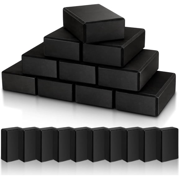 10 Pcs Foam Eva Yoga Blocks Non Slip Lightweight Bricks Yoga Bulk Supportive Blocks Prop Accessories for Pilates Stretching and Meditation Women Men Yogi Beginners, Black