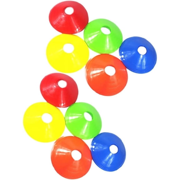 10 Pcs Football Logo Disc Football Cone Signs Kids Sports Cone Roller Skating Mark Disk Road Warning Signs Agility Ladders Kids Football Sports Markers Supplies Child Obstacle
