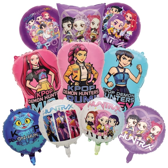 10 Pcs For K-pop Movie Themed Party Foil Balloons,Party Kit Supplies Cartoon Balloon for Celebration Birthday Party Decorations