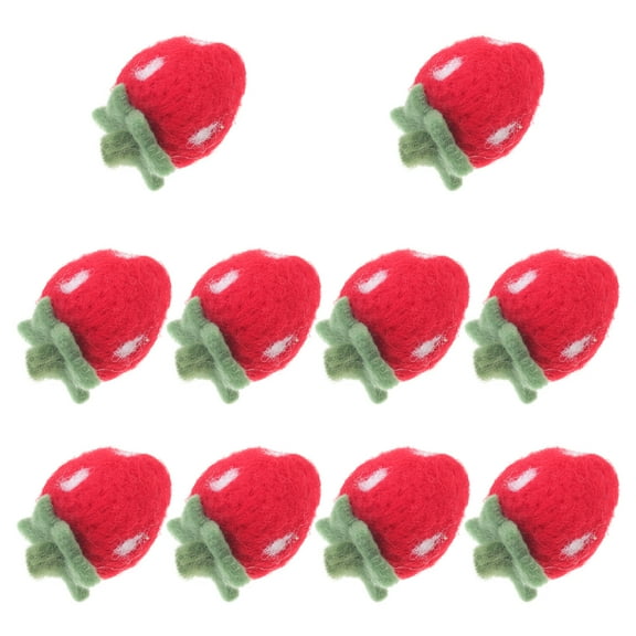 10 Pcs Fruit Strawberry Felt Pink Pig Wool Strawberries Material