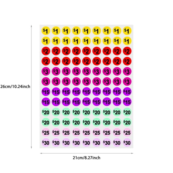 10 Pcs Garage Sale Price Stickers, Round Colored Labels 1 Inch Self Adhesive Vinyl Number Decals for Office, Inventory, Storage, Bins