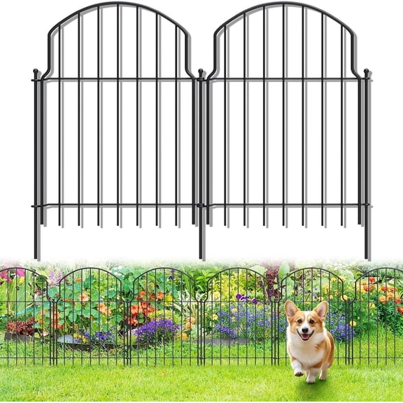 10Pcs Decorative Garden Fence, 22in(H)/10.8ft(L) Rustproof Metal Fences Animal Barrier Outdoor for Yard, Flower Bed Edging Ornamental Border Panel for Dogs, Rabbits, Dig Defence, Garden Decor, Patio
