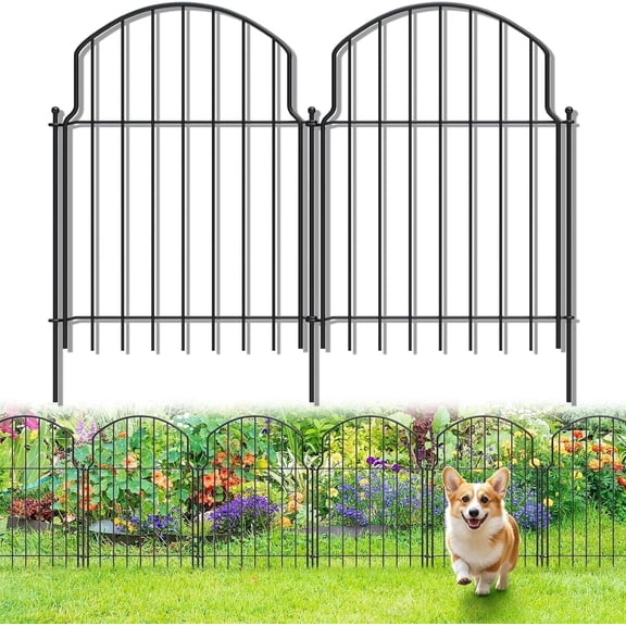 Tivray 10Pcs Decorative Garden Fence, Metal Fences Animal Barrier Outdoor for Yard, Flower Bed Edging Ornamental Border Panel for Dogs, Rabbits, Garden Decor