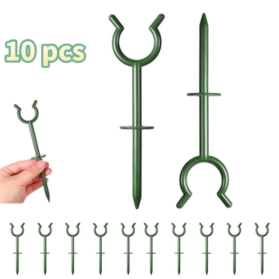 10 Pcs Garden Hose Holder Brackets Guide Stakes, 3/4'' Plastic Hoses Holder Spike for Lawn & Plant Saver Yard Soaker Support, Durable Kink-Free Watering