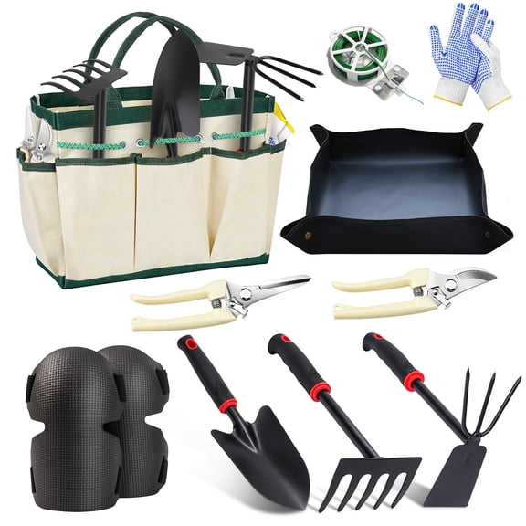 10-Piece Gardening Tool Set, Includes Tool Bag and Non-Slip Gloves, Heavy-Duty Manual Gardening Tool Set, the Perfect Gardening Gift for Men and Women