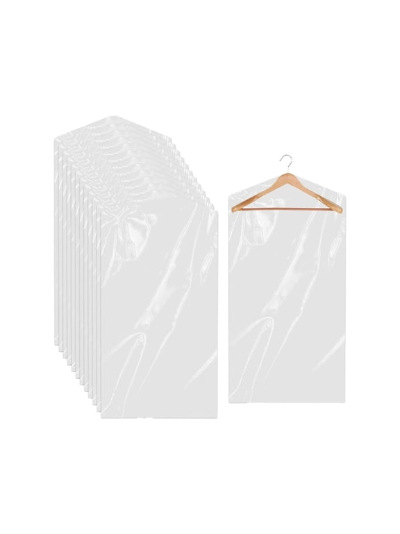 10 Pcs Garment Bags for Hanging Plastic Garment Bag, Dry Cleaner Bags Laundry Bags, Clear Hanging Clothing Covers for Coat Suit Shirt Jacket Skirt