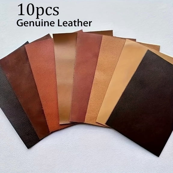 10 Pcs Genuine Cowhide Leather Sheets, Premium Leather Scraps 11.81x7.87 Inch Assorted Color Leather Pieces for DIY Crafting Wallet Jewelry Bag Making and Handmade Projects