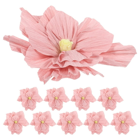 10 Pcs Giant Tissue Paper Flowers Decorative Pleated Indoor Crumpled Pink