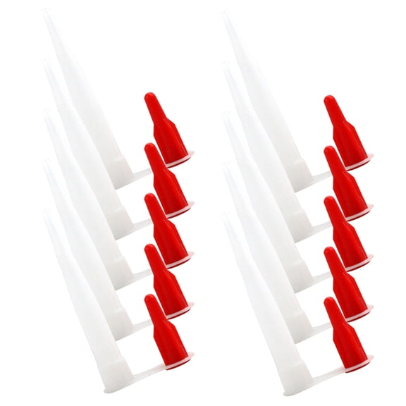 CIMAXIC 10Pcs Red Plastic Caulk Finishing Tool Nozzles with Caps Lightweight and Portable
