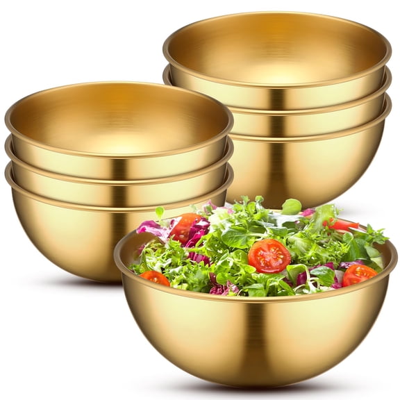 10 Pcs Gold Bowls 5.9 Inch Stainless Steel Mixing Bowls Decorative Esthetician Bowl for Facial Metal Serving Bowl for Holiday Birthday Party Wedding Baking Prepping Salad Fruit Soup