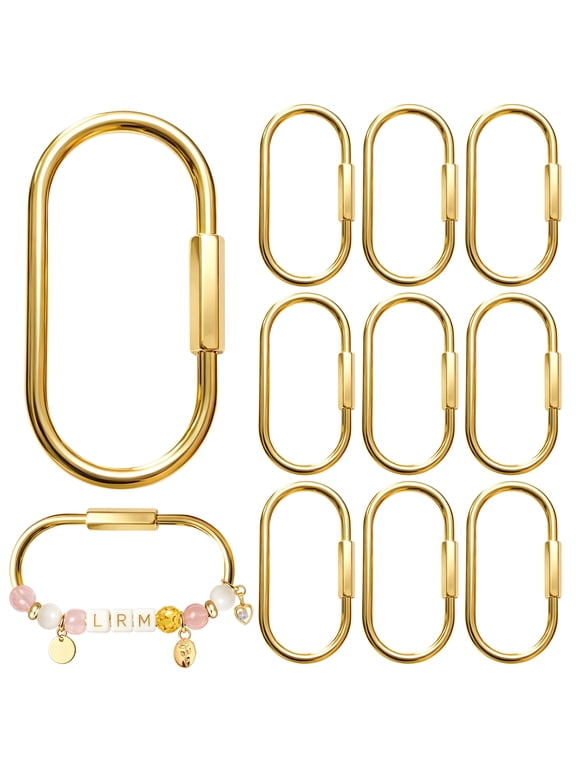10 Pcs Gold Brass Carabiner, 2.3 x 1.1 inch Key Rings Bag Charm Holder for Handbags, Backpack, Vinyl Doll Displays