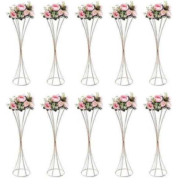 10 Pcs Gold Centerpieces Wedding Table Vase, 31.5" Tall Trumpet Vase, Road Lead Arrangement Flower Stand for Anniversary Party Birthday Event Home Reception Decor$$Home Decor, Kitchen, & Other