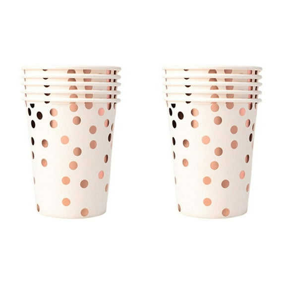 10 Pcs Gold Disposable Paper Cups, Gold Foil Dot Disposable Cups Bulk for Wedding Birthday Dinner Party Suppliesharlik