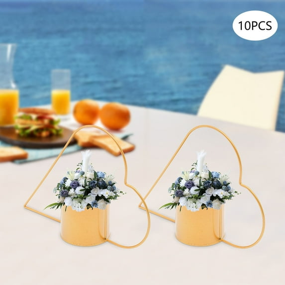 10 Pcs Gold Flower Vase for Centerpieces Wedding, Wedding Centerpieces for Tables, Flower Holder Centerpiece, Elegant Vase for Weddings Party Decoration (Small Peach Heart)