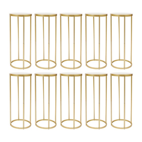 10 Pcs Gold Metal Column Wedding Table Centerpieces,23.6in Tall Modern Cylindrical Flower Stands Display Rack Floor Vase for Ceremony Wedding Decoration