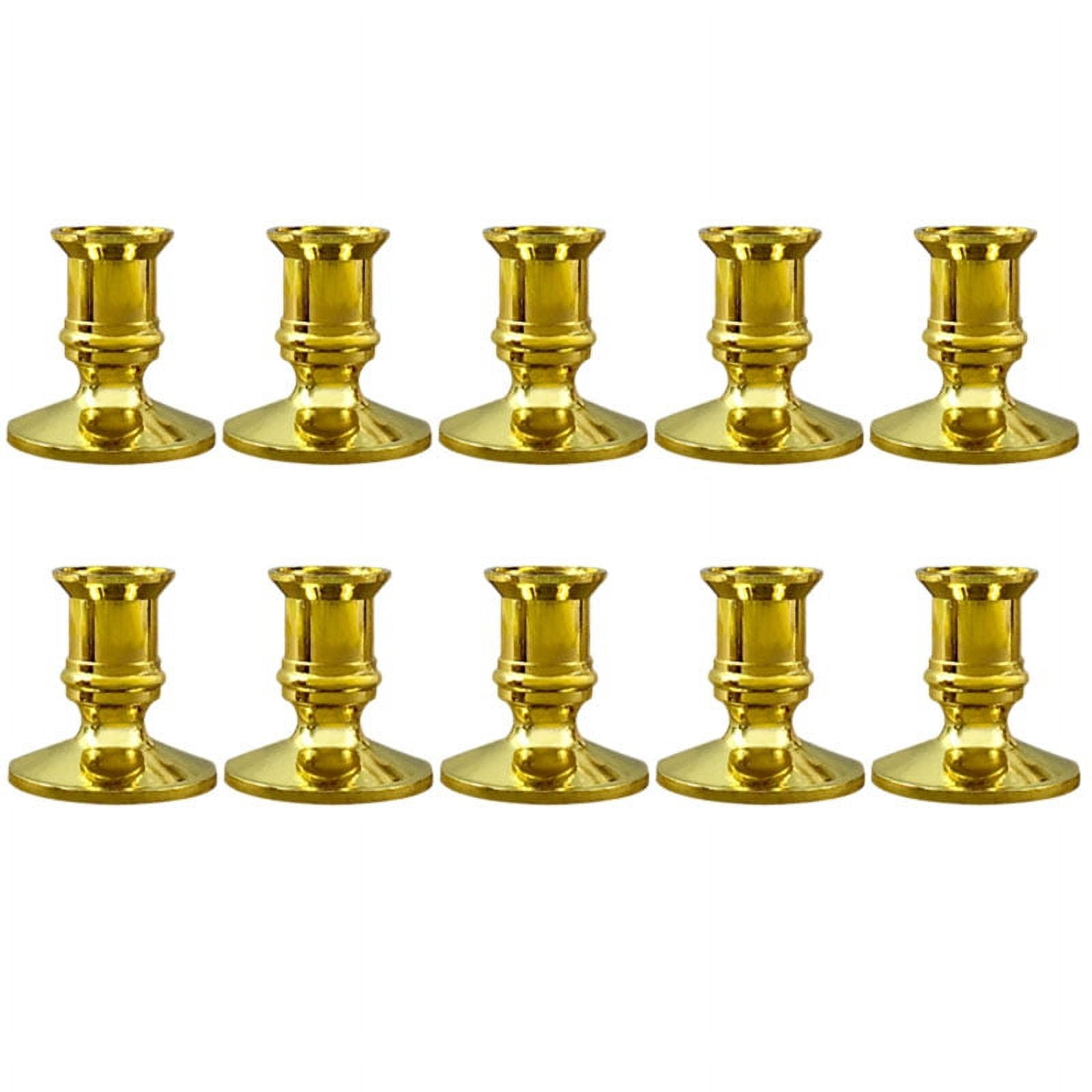 10 Pcs Gold Pillar Candle Base, Taper Candle Holder Candlestick for