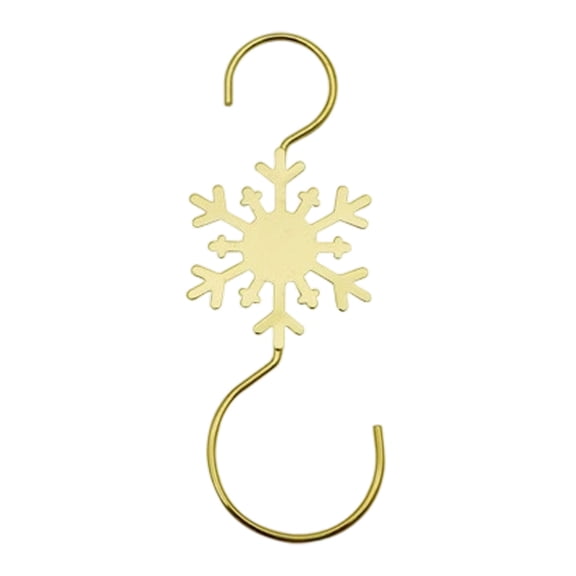 10 Pcs Gold Snowflake Ornament Hooks, Metal Wire Hanging Hooks with Festive Winter Design for Christmas Tree Decorations, Farmhouse Party Ornaments