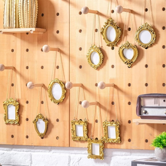 10 Pcs Gold Vintage Mini Picture Frame Tiny Ornate Resin Picture Frames Oval Rectangle Baroque Antique Hanging Ornament with Back and Chain for Wall Home Wedding$$Home Decor, Kitchen, & Other