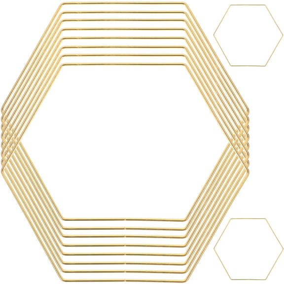 10 Pcs Golden Hexagon Dream Catcher Metal Rings Making Tool DIY Decor Frame Hand Iron Floral Hoop