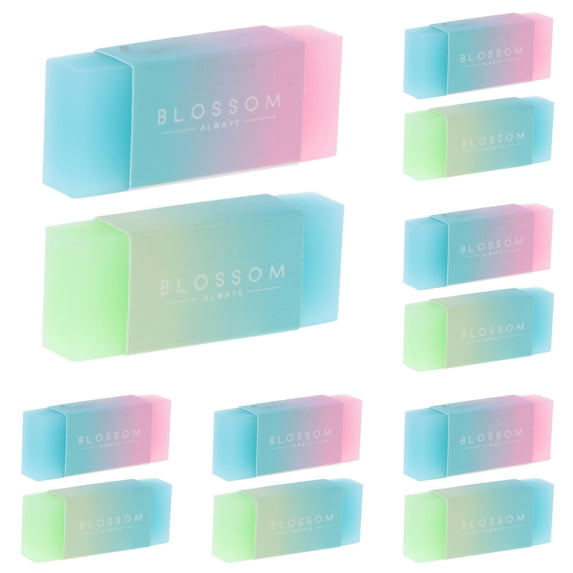 10 Pcs Gradient Jelly Pencil Erasers, 1.89X0.79X0.39" Soft Flexible Rubber Erasers, Art Drawing Erasers, Clean Erasing Rubber Blocks, Writing Correction Erasers, Translucent Erasers for Sketching