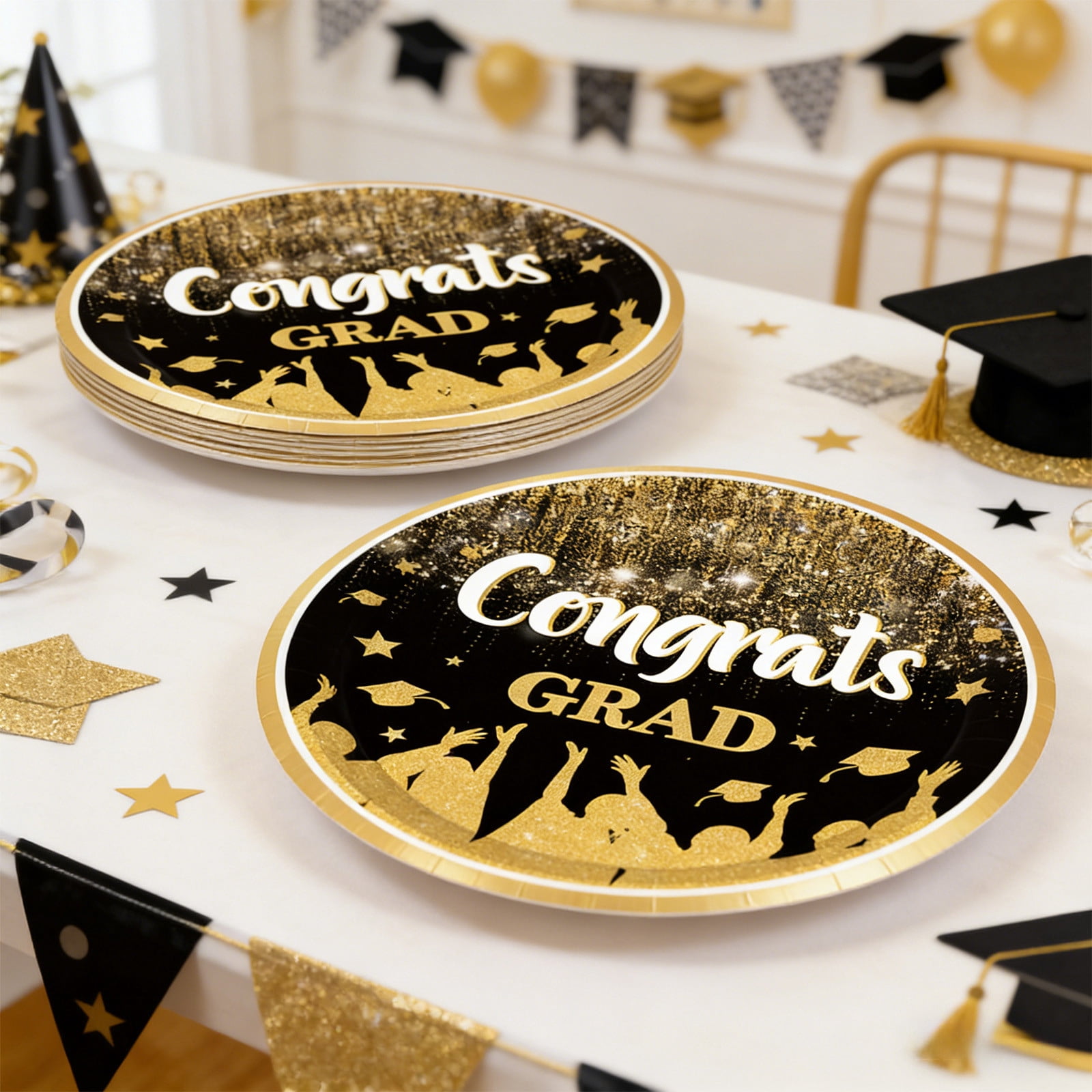10 Pcs Graduation Paper Plates,Disposable Congrats Grad Dinner Plates ...