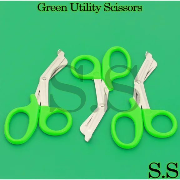 10 Pcs Green Utility Scissors 7.25" Multi-Purpose Diy Ems Emt Universal Shears