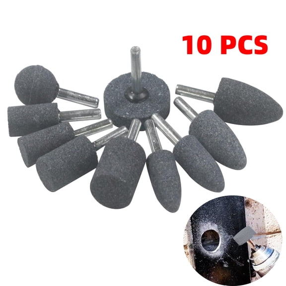 10 Pcs Grinding Stone with 1/4 Inch Shank Various Shapes Abrasive Rotary Accessories, Drill Bit Sharpener Exquisite Polishing Buffing Point Set for Drill