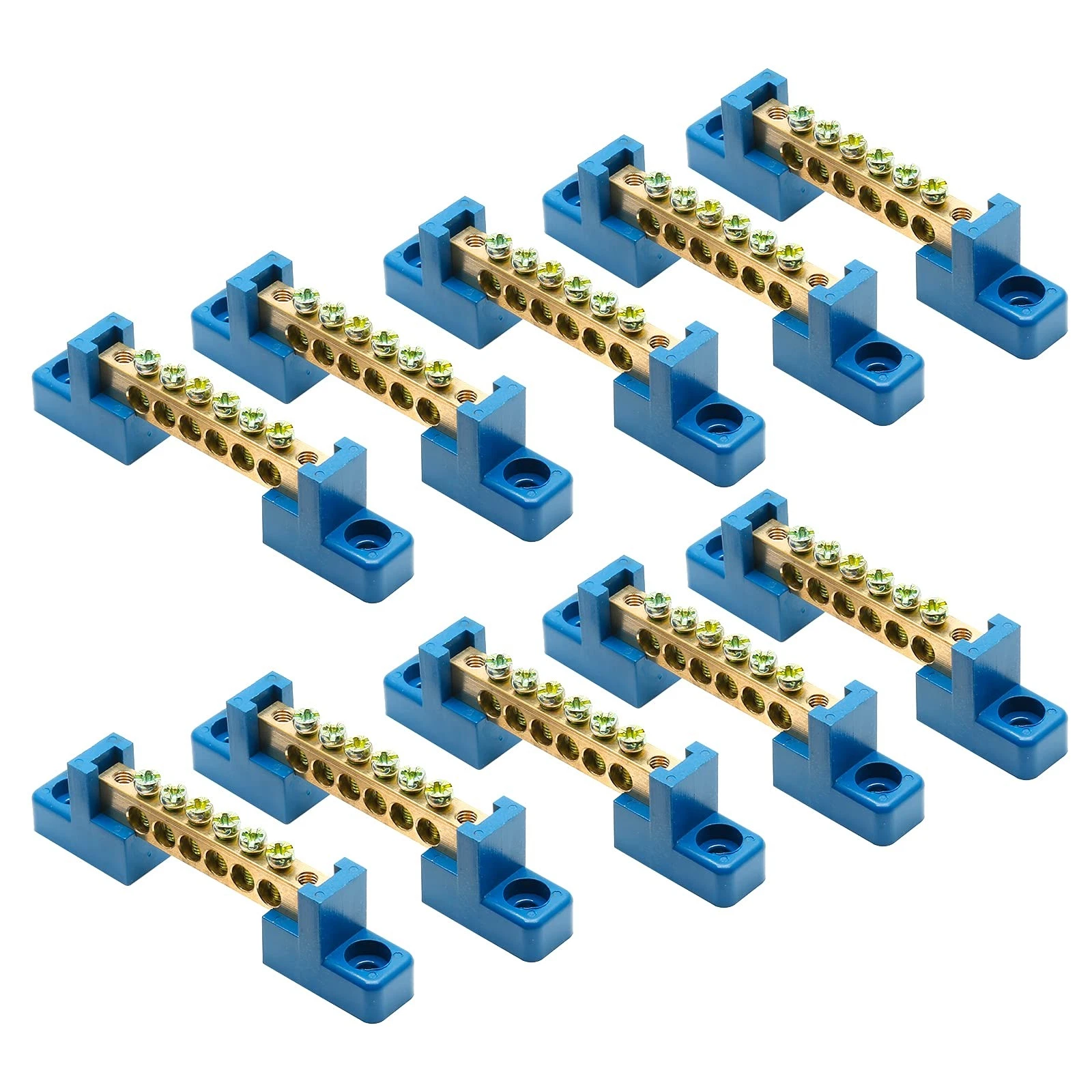 10 Pcs Ground Bus Bar Terminal Block Brass Electrical Grounding Bars ...