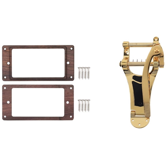 10 Pcs Guitar Accessories: 8 Pcs Alloys Tremolo Tailpiece Bridge Crank Bar & 2Pcs Wooden Humbucker Guitar Pickup Frame