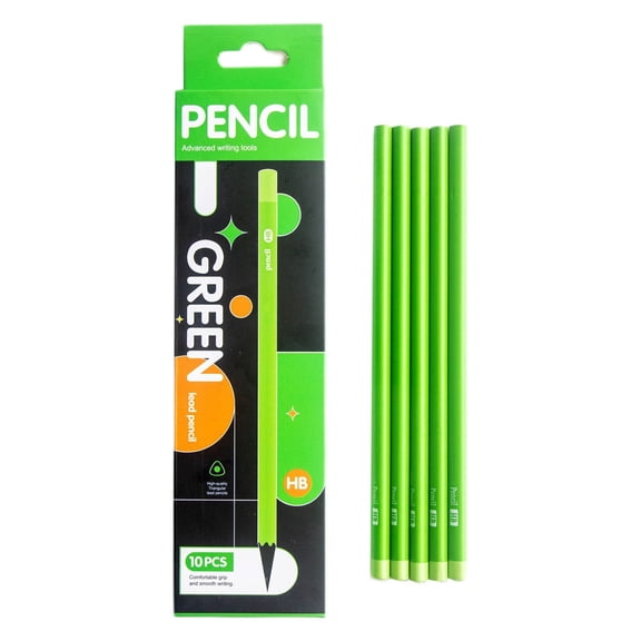 10 Pcs HB Graphite Pencils Natural Wood Core For Office Writing Sketching Art Supplies Green
