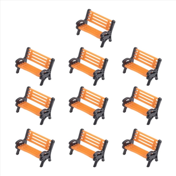 10 Pcs HO N O Scale 1:150 Model Train Bench Chair Settee Plastic Crafts, for Park Garden Railway Layout Scenery