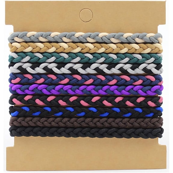 10 Pcs Hair Bands for Men, Hair Ties, Colorful Braided Elastic Spiral Ties, No Damage Crease Breakage Boho Bands for Guys Men Women Bun Curly Thick Dense Long Hair