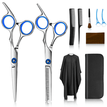 10 Pcs Hair Cutting Scissors Kits, Stainless Steel Hairdressing Shears Set Professional Thinning Scissors for Barber/Salon/Home/Men/Women/Kids/Adults Shear Sets