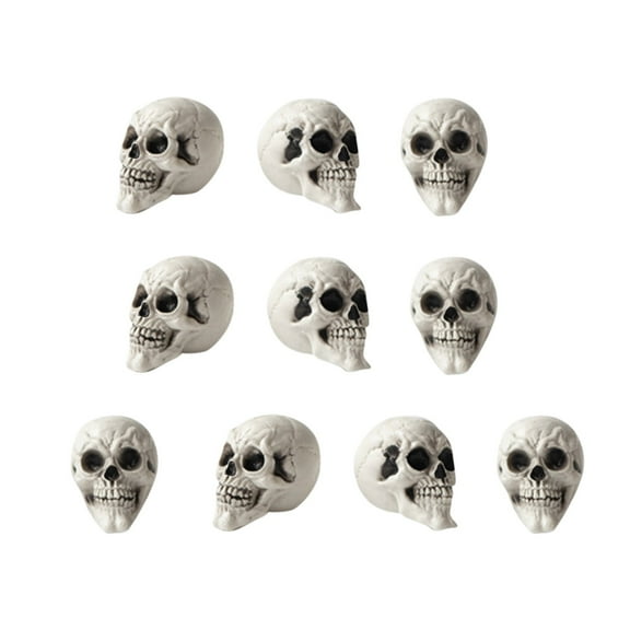 10 Pcs Halloween Realistic Skull Decorations, Gothic Human Skeleton Head Halloween Decorations Gothic Decor Spooky Home Decor, Premium Plastic Material & Lifelike Design for Haunted House, Holiday