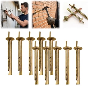 10 Pcs Hammer Drive Nail-in Anchors, 0.23x1.57 Inch Concrete Expansion Pins, Masonry Fasteners, Zinc Plated Wall Rivets, Drywall, Cement Surfaces, Rustproof Hammer Install Hardware