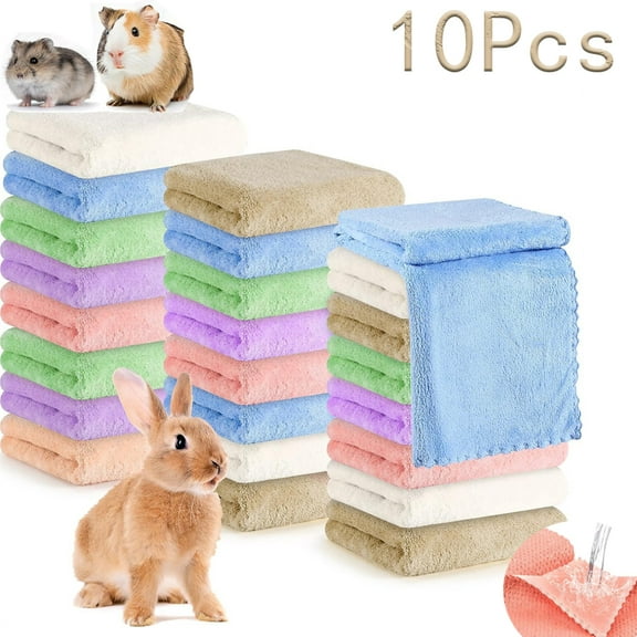 10 Pcs Hamster Blankets Pet Bunk,Tutuviw Microfiber Coral Fleece Cage Liners,Guinea Pig Accessories,Absorbent Bath Towels for Small Animals Pets Rabbit Hamster Rat Dog Hedgehog (13x29Inch)