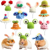 10 Pcs Hamster Hat Small Animals Cute Tiny Hat Mini Hand Knitted Hats for Snakes Pets Bearded Dragon Guinea Pig Bunny Costume Accessories Easter Holiday Parties