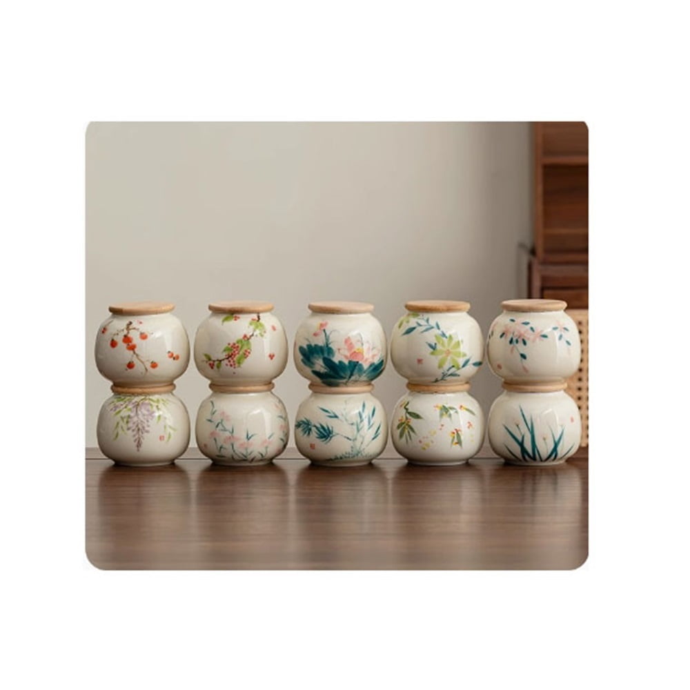 10 Pcs Hand-painted Tea Canister Household Ceramic Storage Container ...